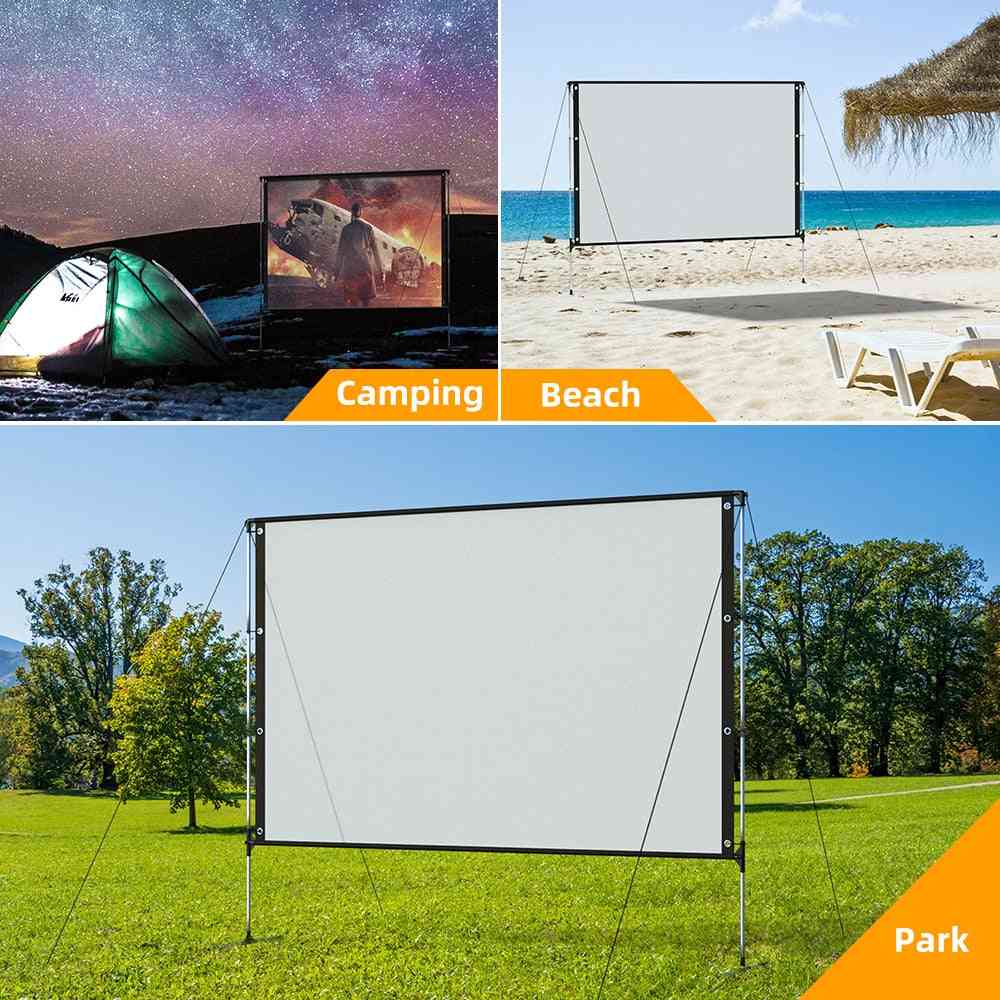 Portable Projector Screen With Stand Bracket -16:9 4k Ultra Hd Fast Folding