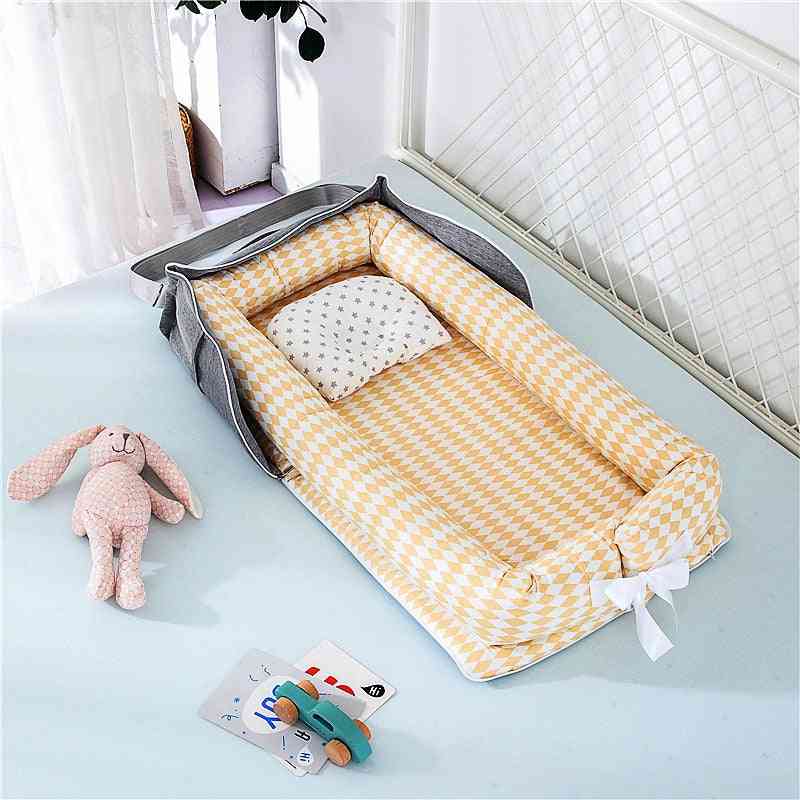 85x45cm bärbar babysängbädd med kudde baby resesäng - spädbarn bomullsvagga spjälsäng baby bassinet nyfödd säng, baby stötfångare bebe