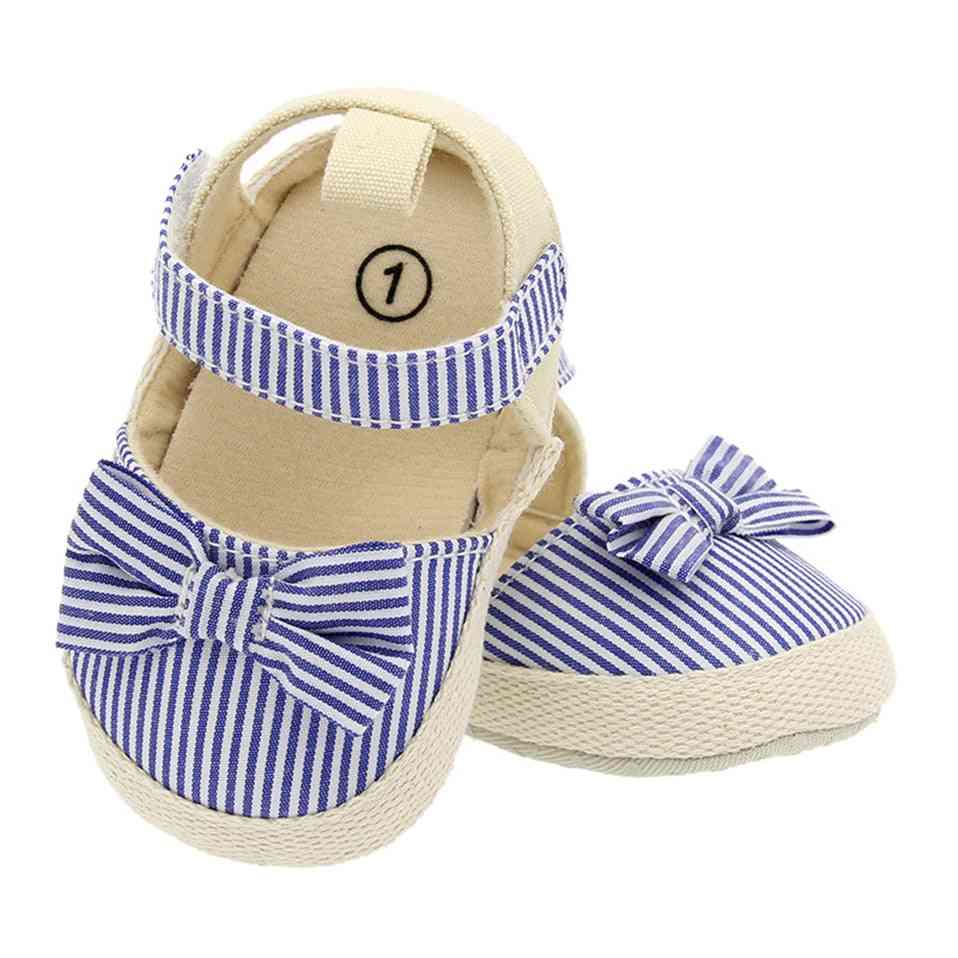 Scarpe estive bambino, neonato, neonato, neonata, culla morbida, sneaker antiscivolo, prewalker fiocco rigato - modello2-1 / 0-6 mesi