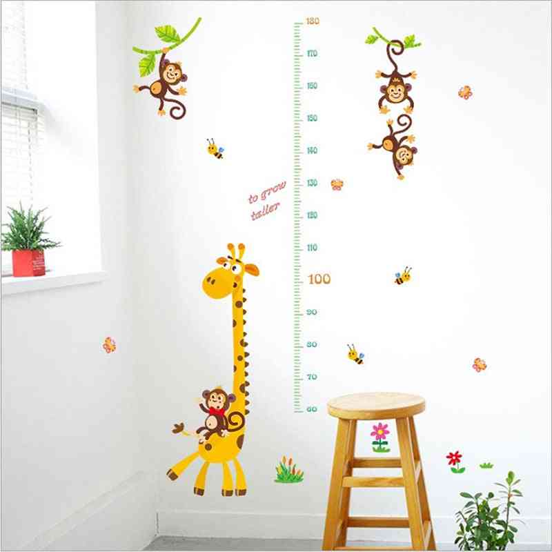 Sfondo adesivo da parete di misura di altezza della giraffa del fumetto, per le stanze dei bambini - adesivi da parete decalcomanie