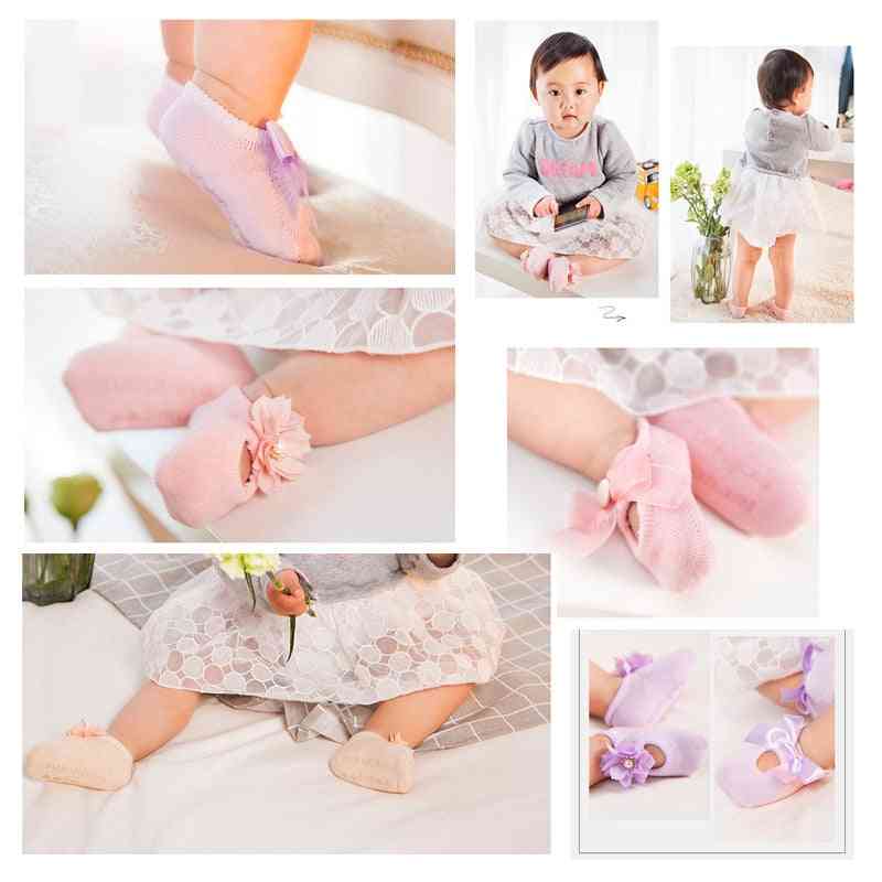 Bavlnená čipka, kvetinové mašle s uzlom v dizajne kojeneckých ponožiek