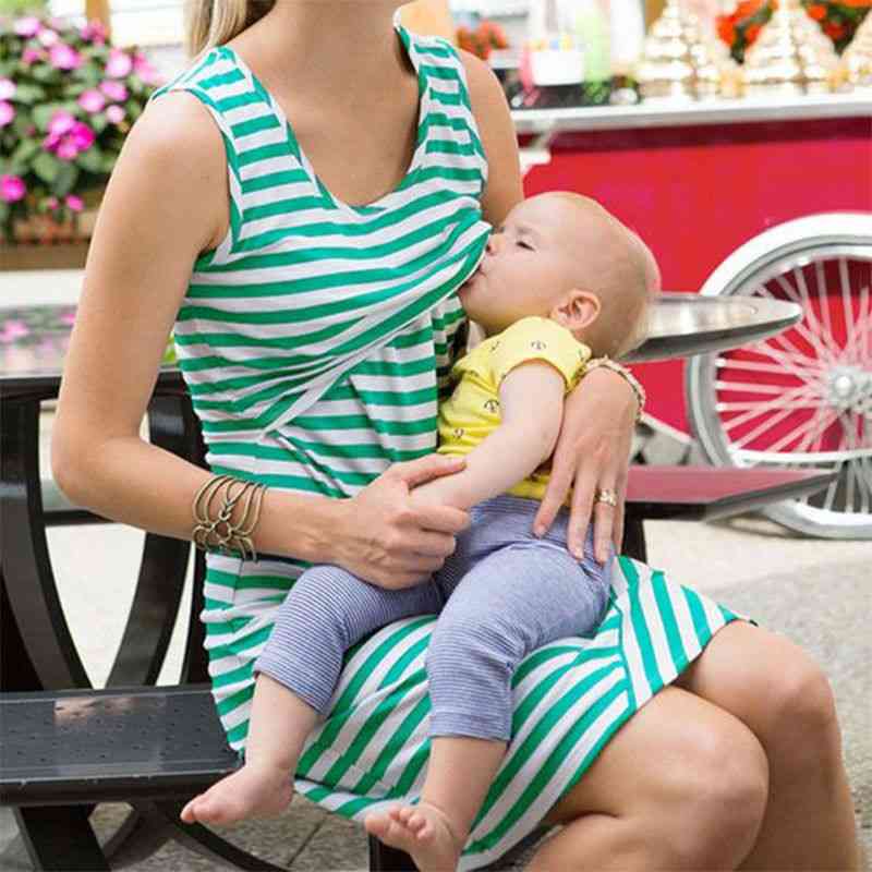 Pregnant Women, Sleeveless  Casual Breastfeeding Dress