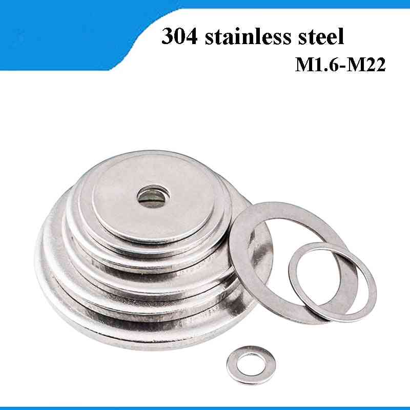 304 rustfritt stål pakning ultra-tynn-metall skrue flat skive, standard øke tykkelse meson skive - m1.6x4x0.3 / 50stk