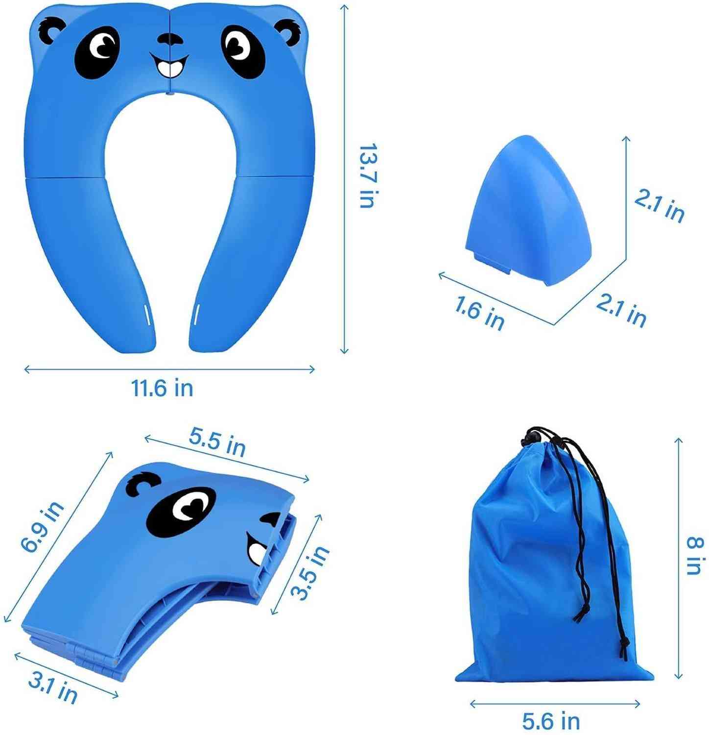 Sedile da addestramento per WC portatile, materiale in PP per bambini con borsa per il trasporto e confezioni da 10 coprisedili monouso (blu)