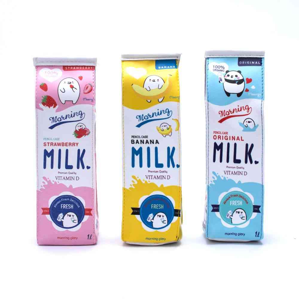 сладък калъф за моливи korea kawaii - кожена кутия за мляко за мляко
