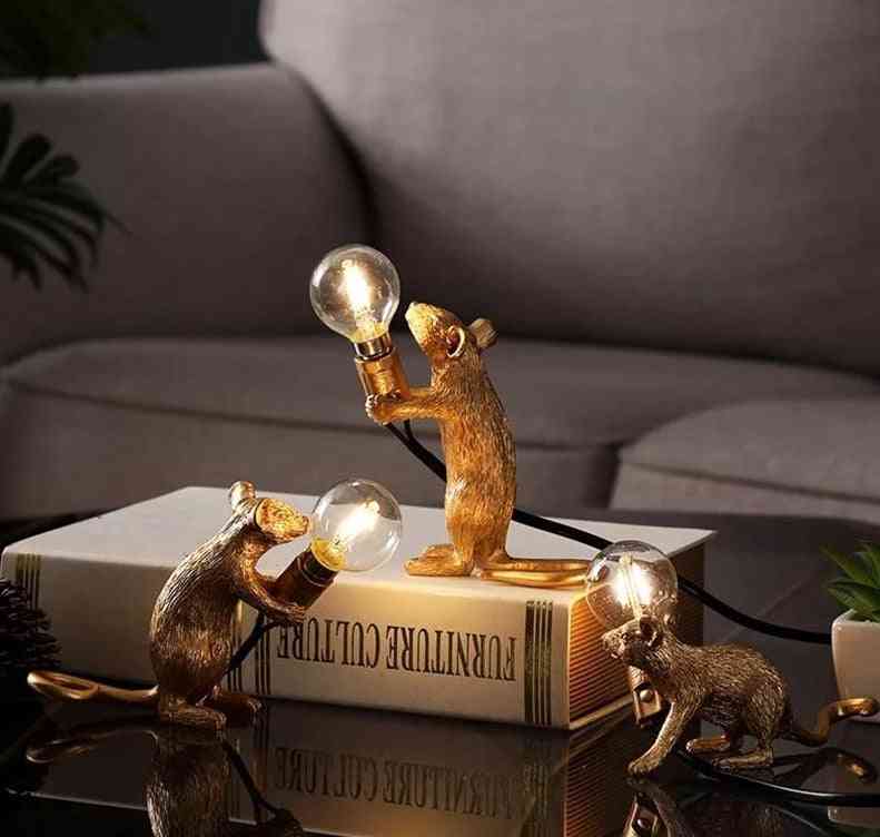 Nordic Resin Animal Rat Table Lamp, Small Mini Mouse Cute Led