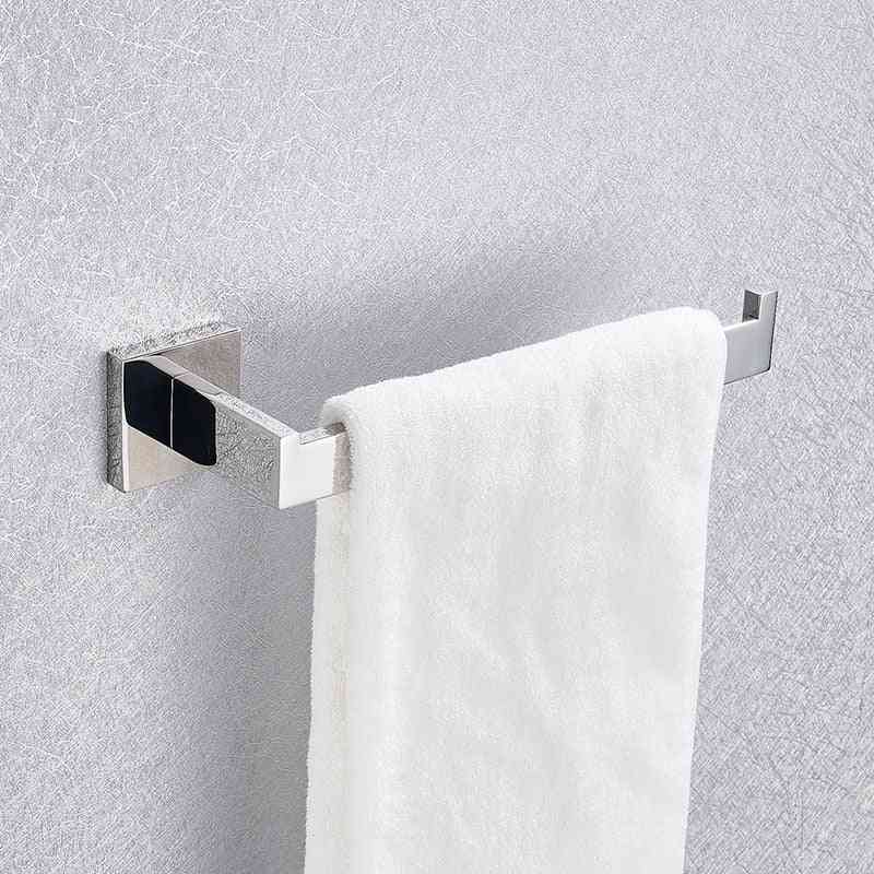 Conjunto de ferragens de banheiro, barra de toalheiro de gancho para roupão cromado, suporte para papel de seda para prateleira, suporte para escova de dentes - conjunto de banheiro de 4 peças