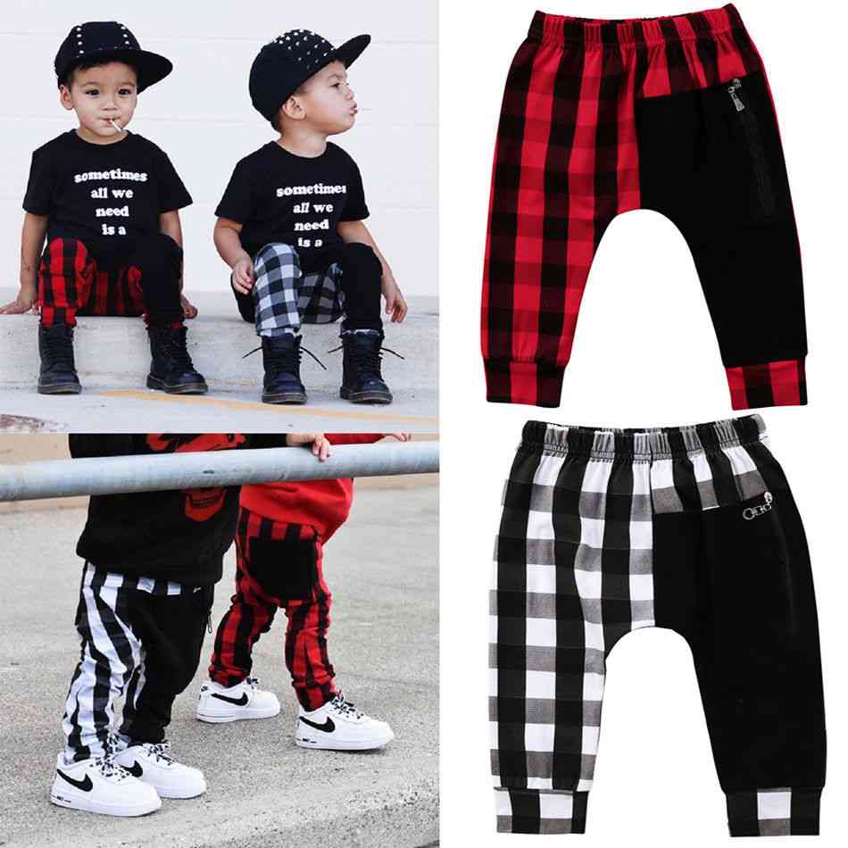 Fashion Plaid Bottom Pants, Panty Harem Trousers Casual For Toddler