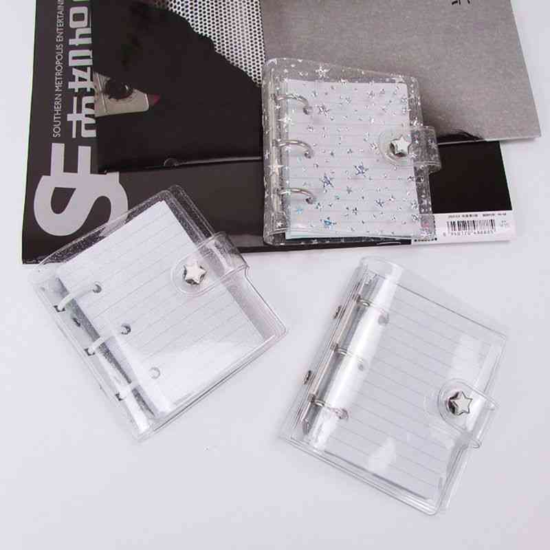 Mini Pvc Transparent Smooth Notebook Cover Binder With 3 Holes
