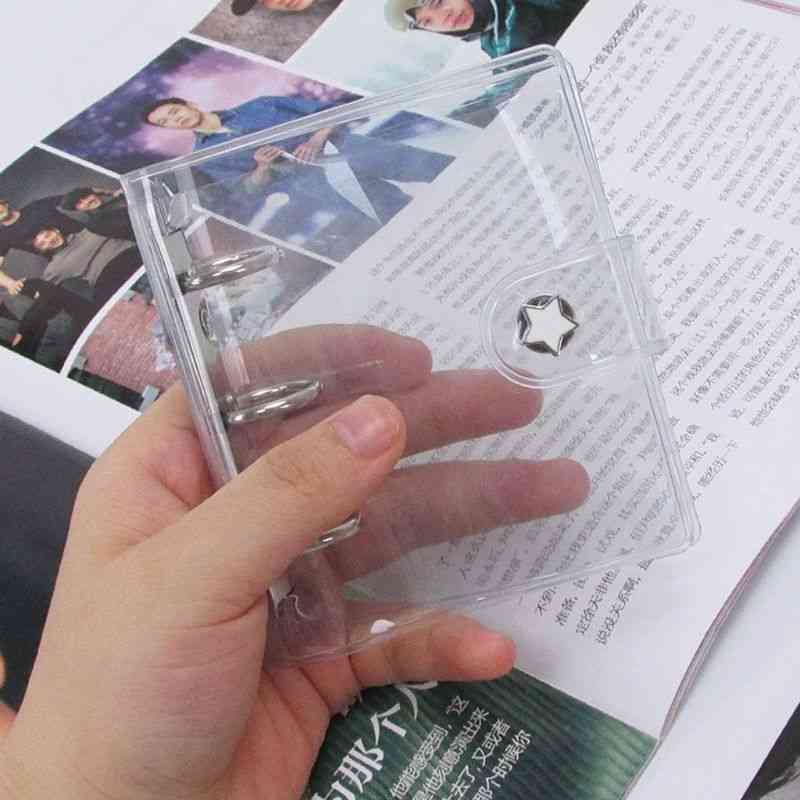 Mini Pvc Transparent Smooth Notebook Cover Binder With 3 Holes