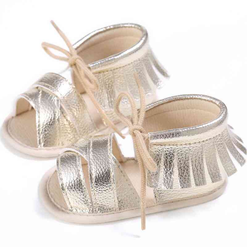 Fashion Newborn Baby Sandals, Cute Princess Tassel Infant Flat Lovey Lace Up Shoes