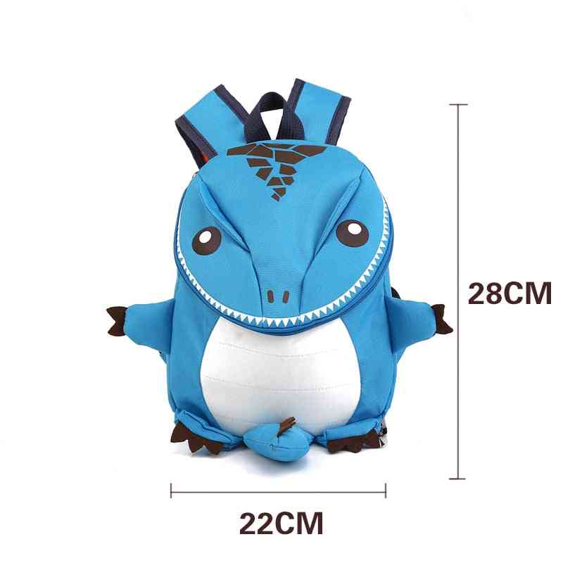 Cute Cartoon Dinosaur Printed- Backpack With Safety Leash