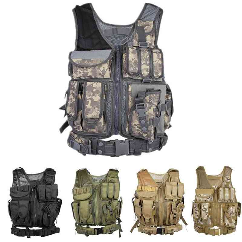 Men Military Tactical Molle Vest-plate Carrier With Holster