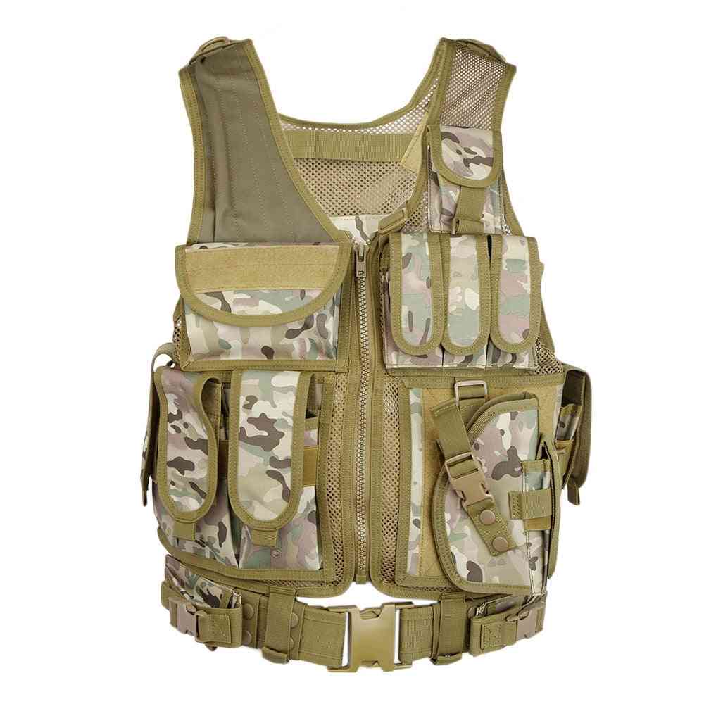 Men Military Tactical Molle Vest-plate Carrier With Holster