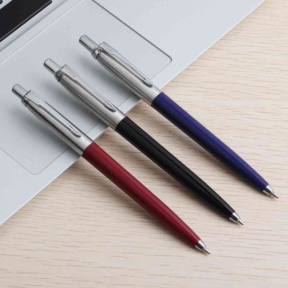 Długopis, materiał metalowy, styl prasowany, długopisy do biura szkolnego - 2 szt. niebieski srebrny / czarny