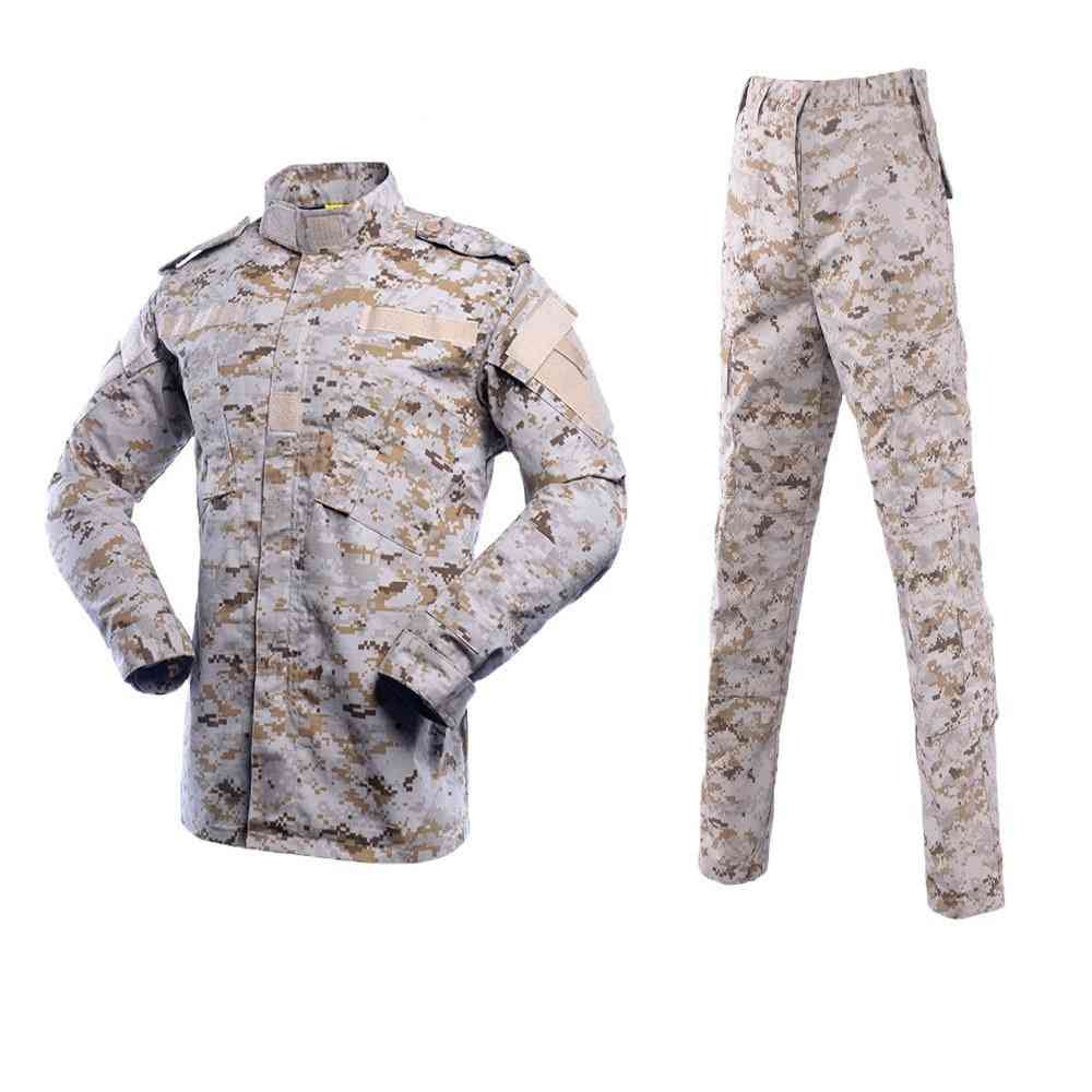 Campinguniform camouflage dragt, jakke + bukser til mænd - sand digital / xs
