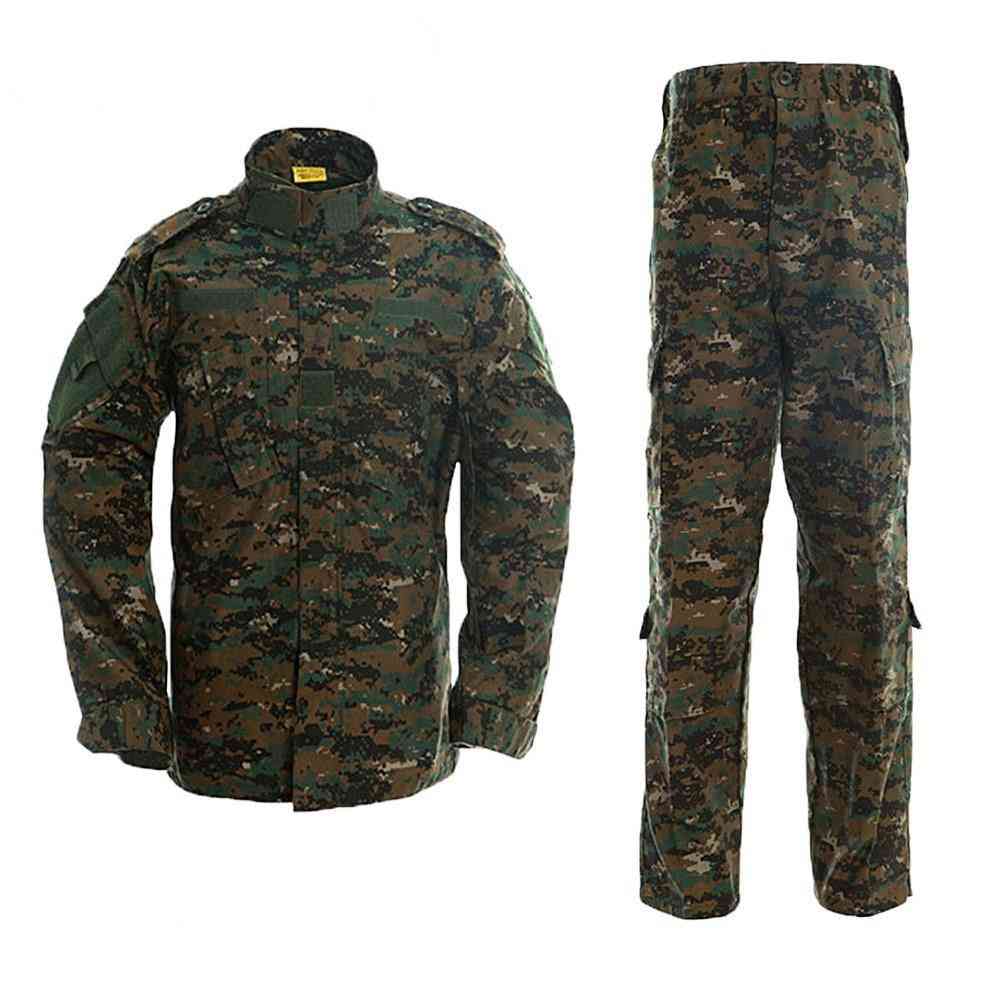 Campinguniform camouflage dragt, jakke + bukser til mænd - sand digital / xs