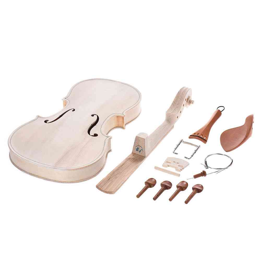 Diy Full Size Natural Solid Wood Violin Fiddle Kit With Eq Spruce Maple Neck Fingerboard Ebony
