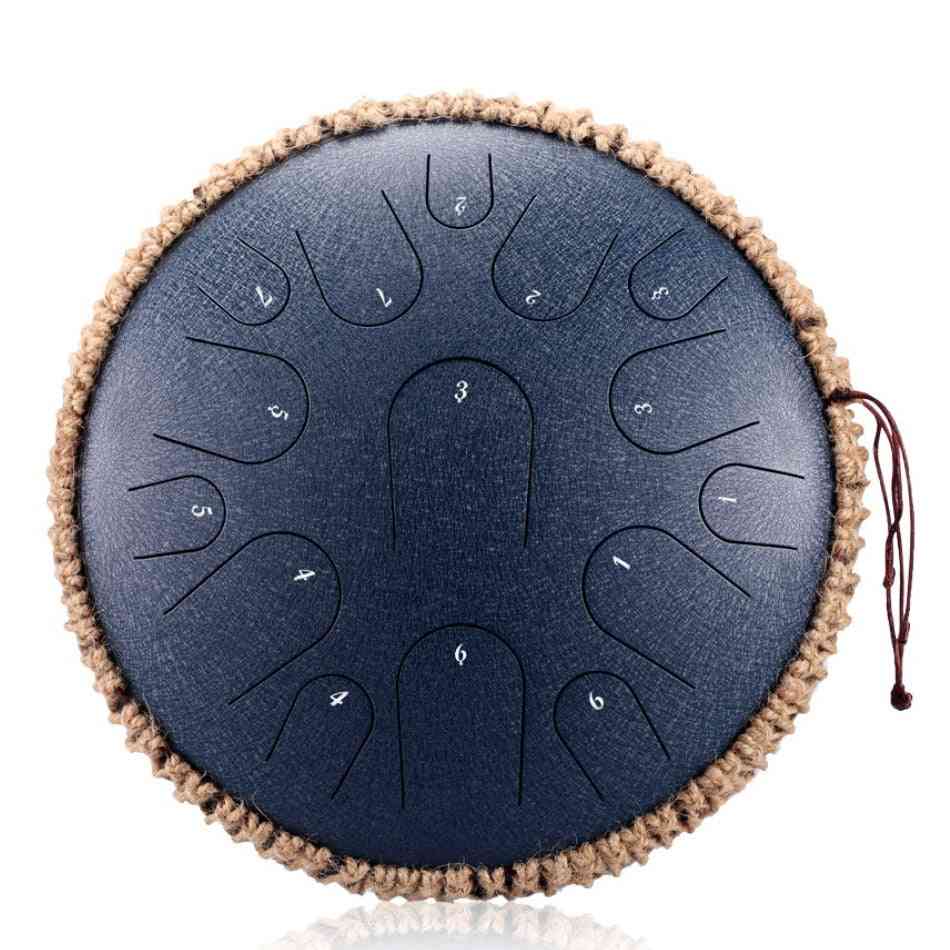 Steel Tongue Drum With Pair Of Mallets- Handheld Tank, Yoga Meditation Instrument