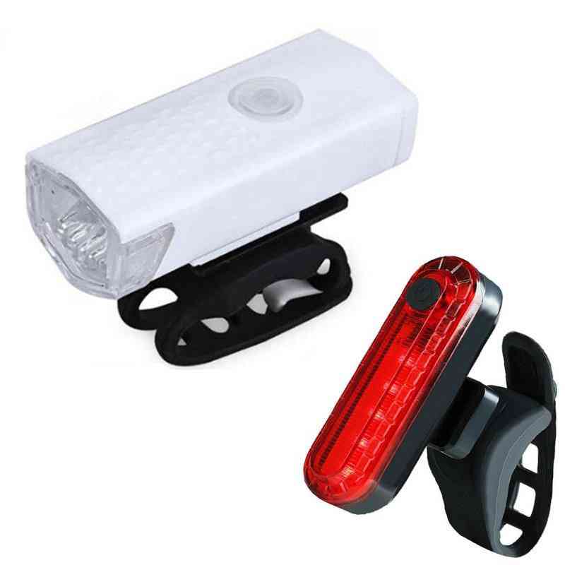 Led Usb Rechargeable -300 Lumens Headlight And Taillight For Cycle/bike