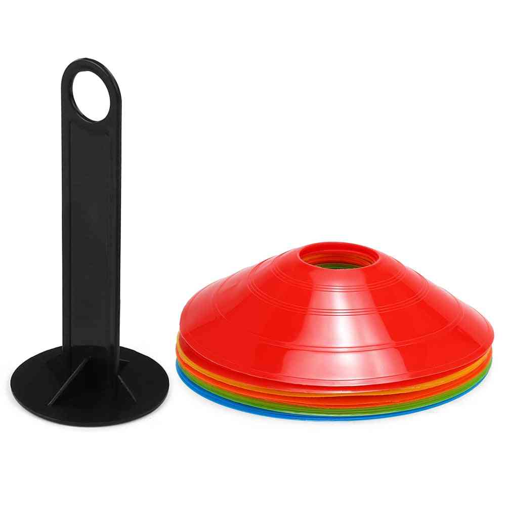 Juego de cono de disco de agilidad espacio de entrenamiento multideportivo con soporte de plástico para disco de juego de fútbol