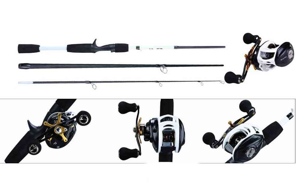 Portable 3 Section Baitcasting Fishing Rod And Reel Set