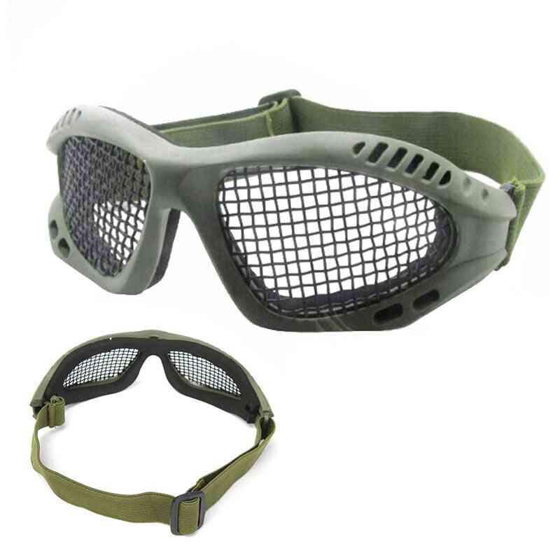 Ochelari de vânătoare tactici de vânătoare - ochelari ochelari din plasă de sârmă de oțel, ochelari de plasă airsoft, protecție la joc ochi rezistentă la șocuri