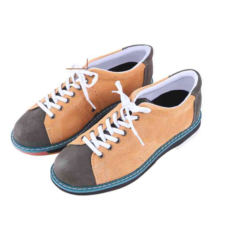 נעלי באולינג מקצועיות מקורה למניעת החלקה עם החלקה על נעליים קלאסיות גברים ונשים עור נעלי ספורט נוחות