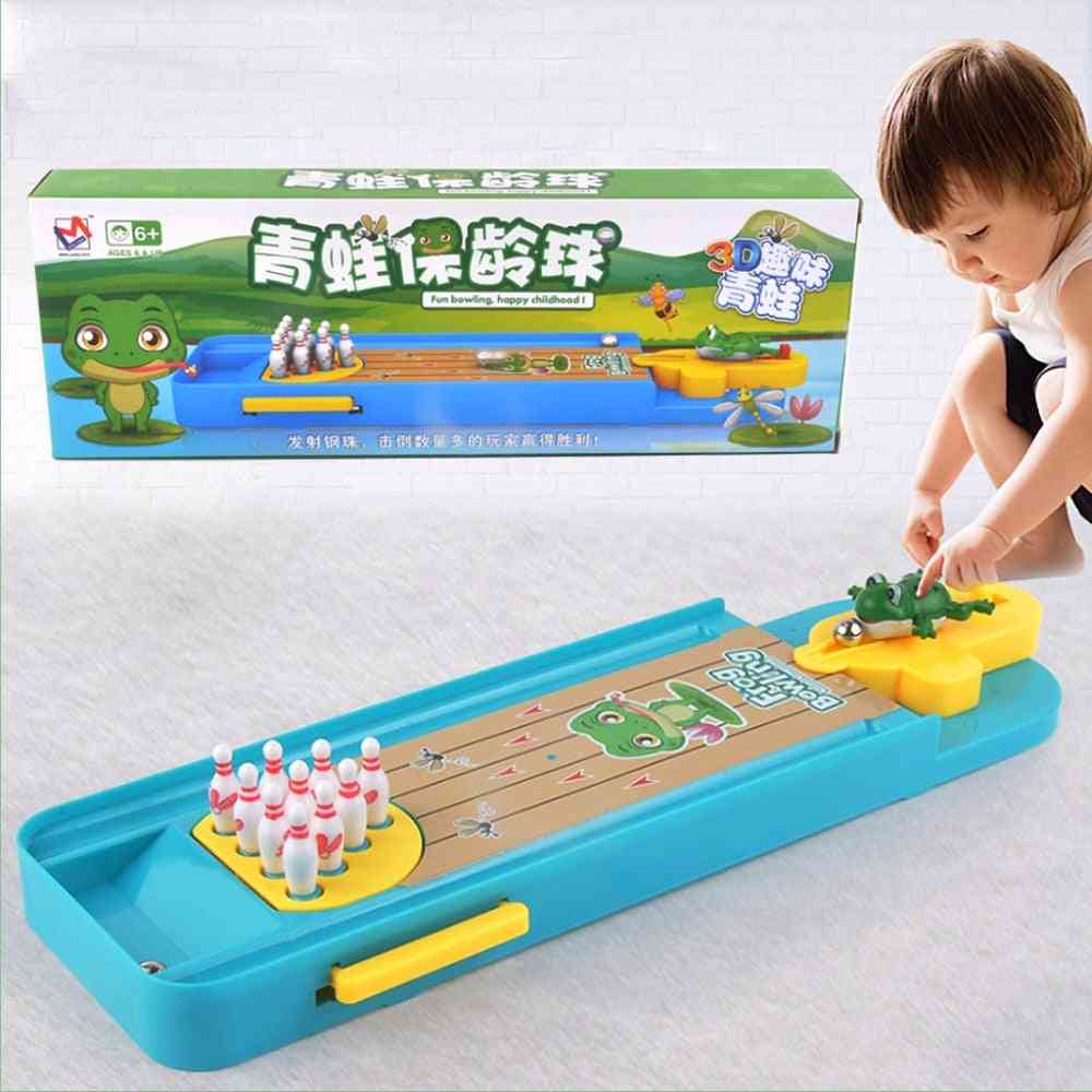 Children Mini Desktop Frog Bowling Toy Kits, Portable Indoor Education Table Game Entertainment