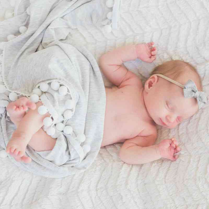 Bebê recém-nascido bebê recém-nascido bebê dormindo cobertor de berço, suporte fotográfico de algodão