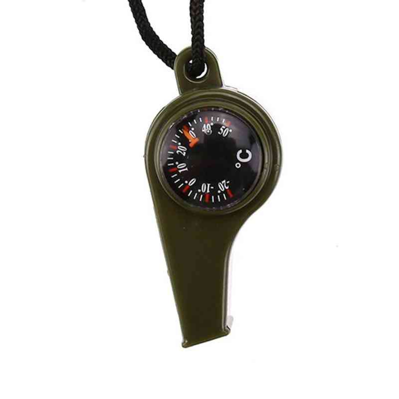 3 In 1 Whistle With Compass Thermometer