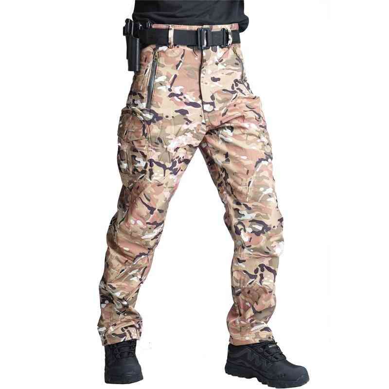 Military Pants, Tactical Camouflage -men Rip-stop Thick Fleece Combat Trousers