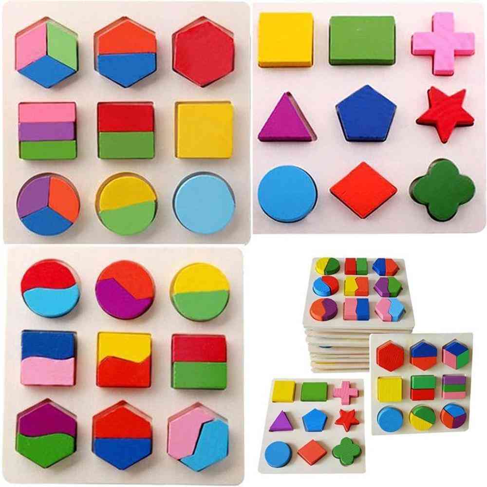 Nouveau bloc de géométrie en bois pour bébé pour enfants, jouet de puzzles