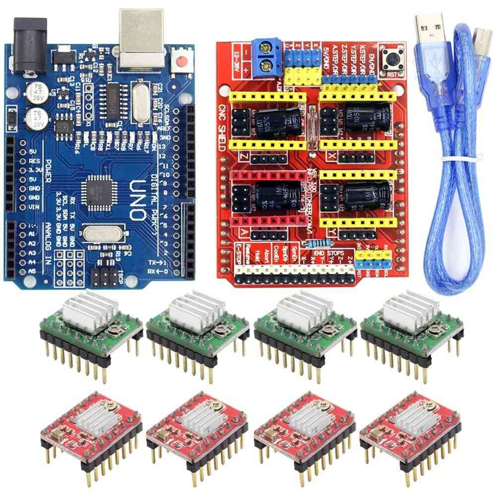 Cnc Shield Expansion Board -v3.0+uno R3 With Usb For Arduino