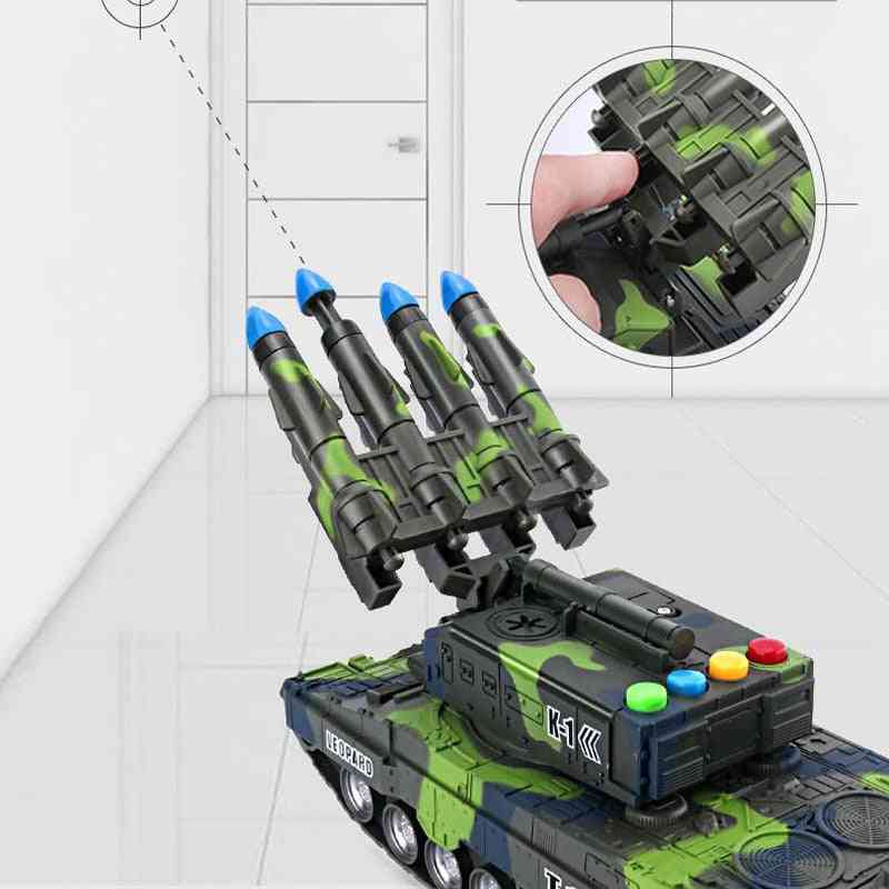 Gyermek játék harckocsi, szimulációs modell tigris katonai páncélozott rakéta izzó hangon