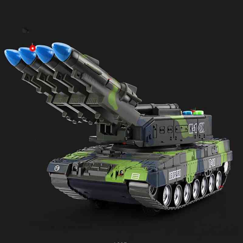 Children's Toy Tank, Simulation Model Tiger Military Armored Missile Sounding Glowing