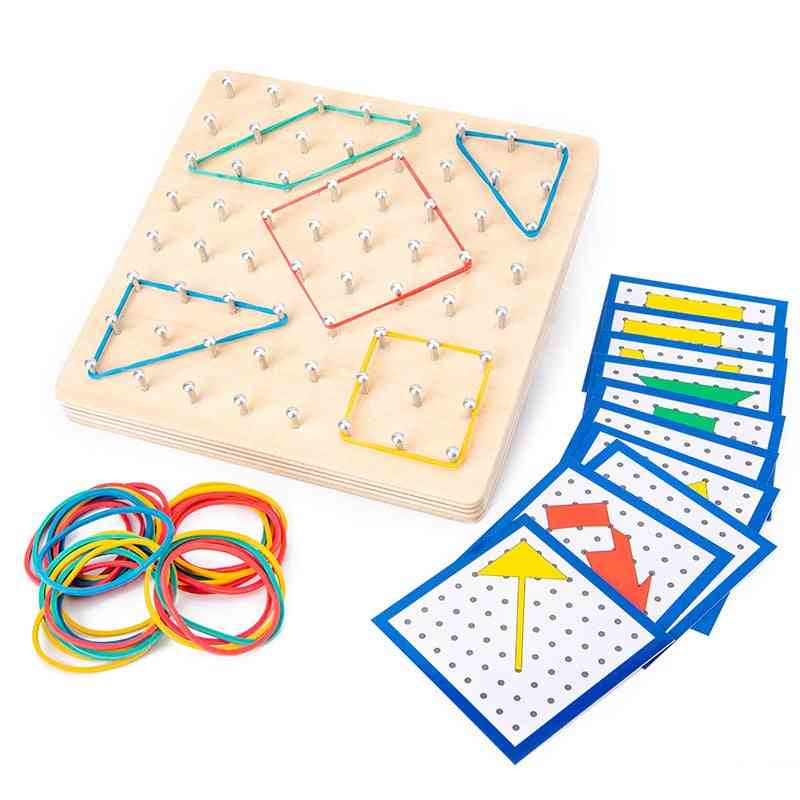 Wooden Geo Board-mathematical Manipulative Array Block With Pattern Cards