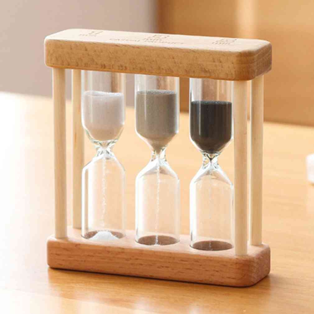 Creativo 1/3/5 minuto di vetro sabbia in legno, orologio con timer regalo per decorazioni per la casa per bambini in stile semplice