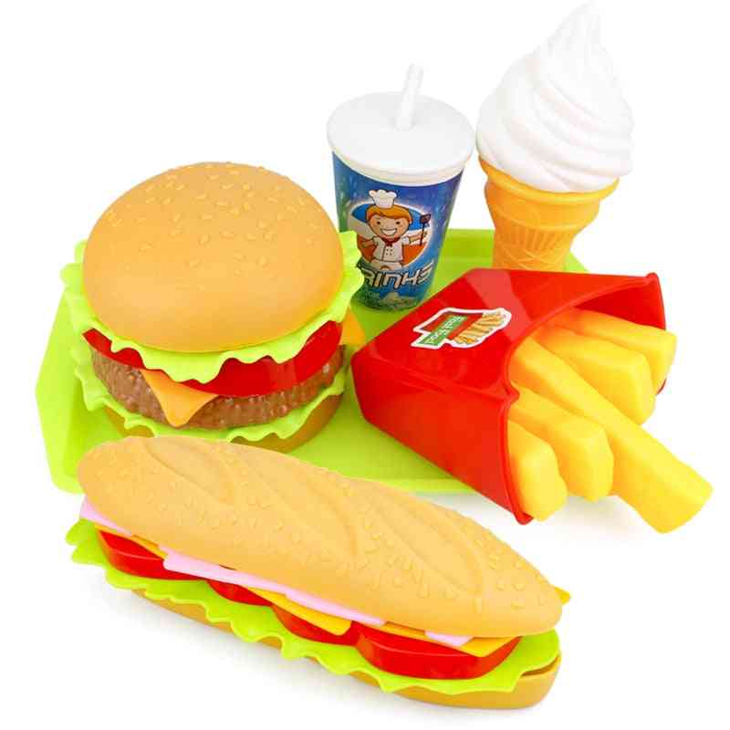 Hamburger z jedzeniem dla dzieci, hotdog, zestaw zabawek kuchennych- burger z przekąskami zabawki edukacyjne dla dziewczynki / dziecka