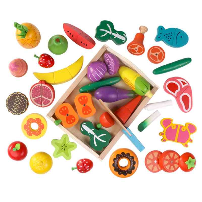 Children's Kitchen-wooden Magnetic Cut Fruit/vegetables Set