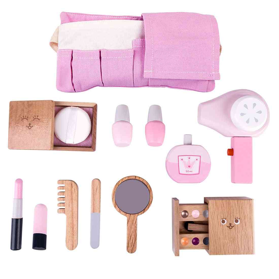 12 stk børn træ makeup make-up legesæt, simulering hårtørrer legetøj til piger børn
