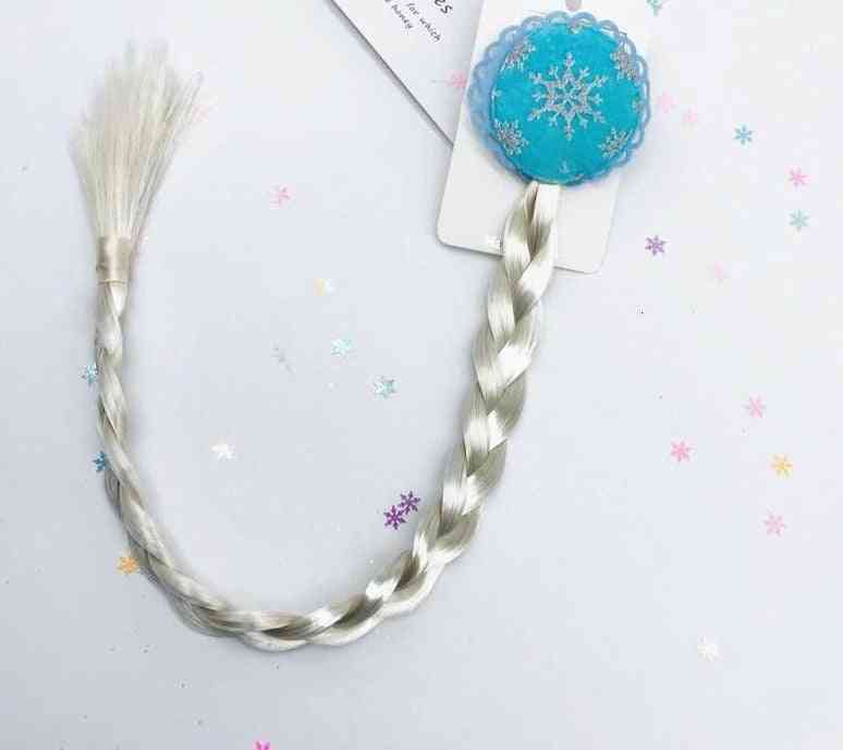 Frozen 2 peruka dla dzieci warkocze dziewczynka cosplay zabawki, akcesoria do przebierania w stylu księżniczki-warkocze spinka do włosów (niebieska)
