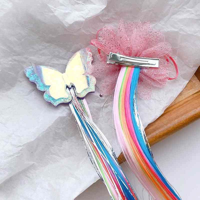 Children's Wig Braid Hairpin, Colorful Butterfly Pretty Braided- Hair Accessories, Makeup For