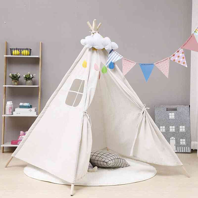 Large Teepee, Cotton Canvas Tent-play House For Kids