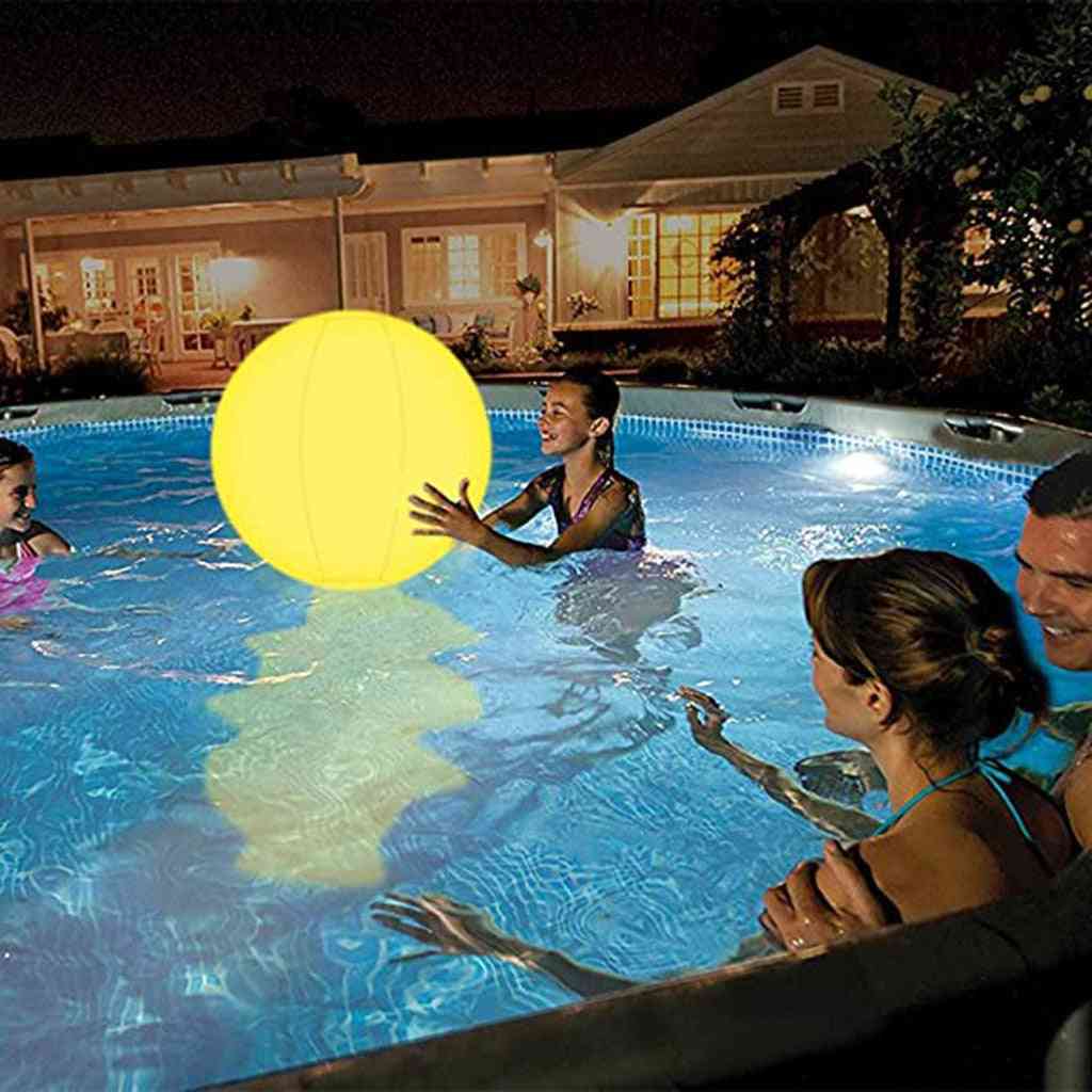 Juguete de piscina con luz de control remoto de pelota de playa brillante, accesorios inflables para fiesta en la playa