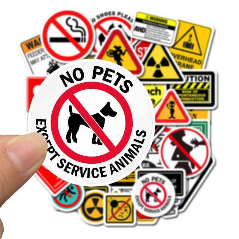 Warning, Danger Banning Signs, Reminder Waterproof Decal Stickers