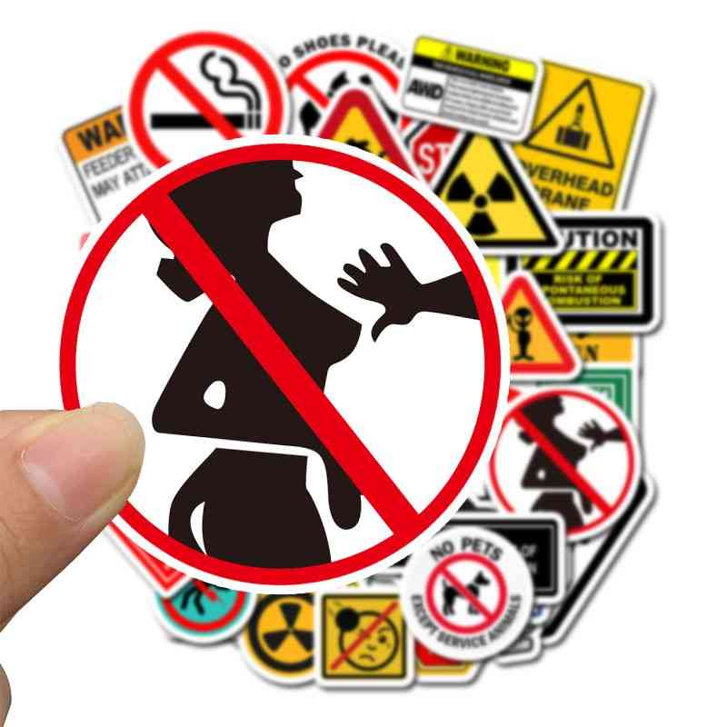 Adesivi di avvertenza, segnali di divieto di pericolo promemoria adesivo decalcomania impermeabile per laptop snowboard bagaglio auto moto