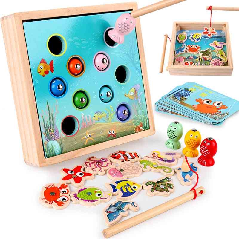 3d-fish Educational Wooden Toy, Magnetic Fishing Game