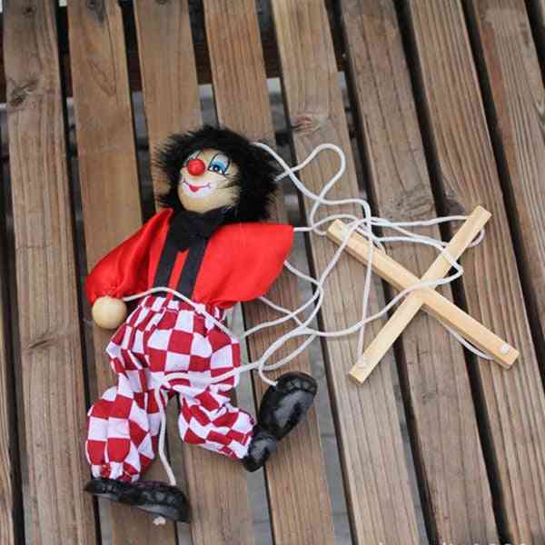 Brinquedo de marionete palhaço de madeira para crianças presentes engraçados