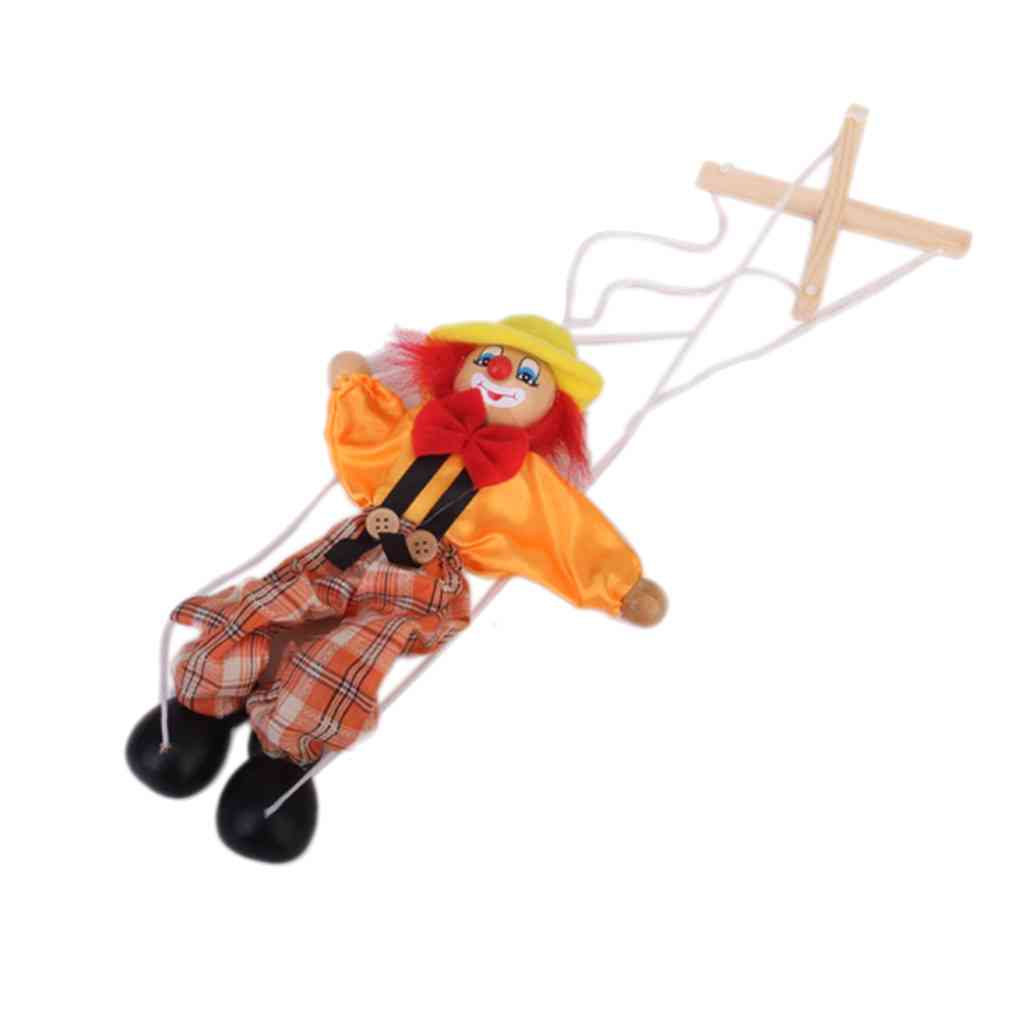 Drewniana lalka marionetka klaun zabawny prezent dla dzieci